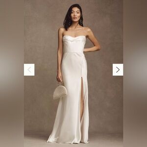 Watters Orlie Strapless Corset Satin Sheath Wedding Gown